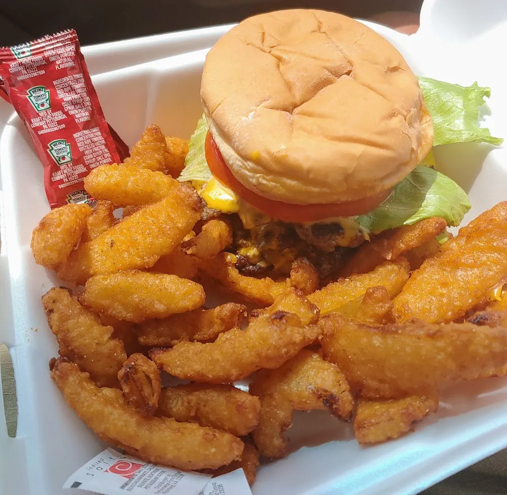 Double Cheeseburger and Onion Petals